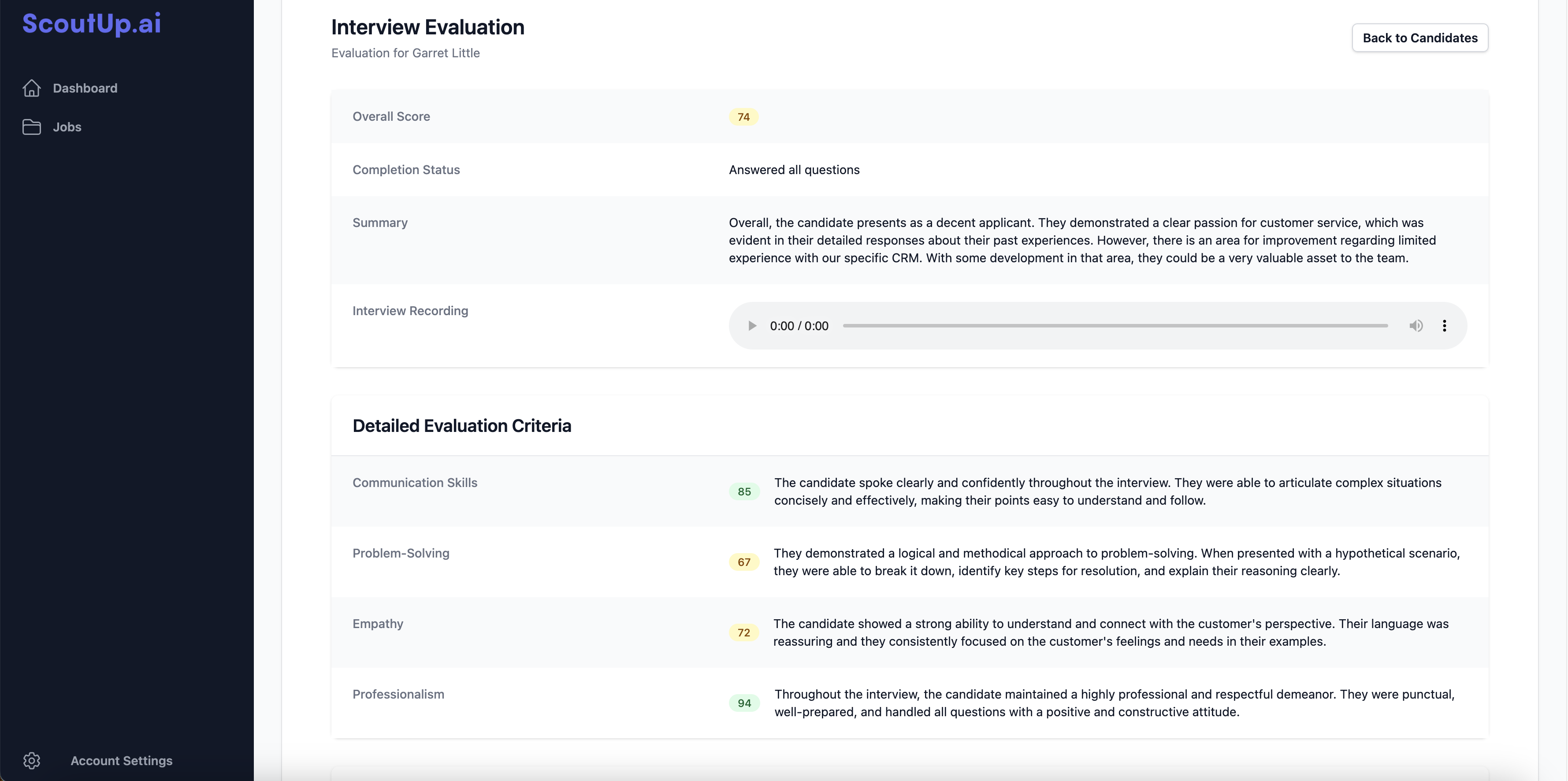 Candidate Evaluation Dashboard